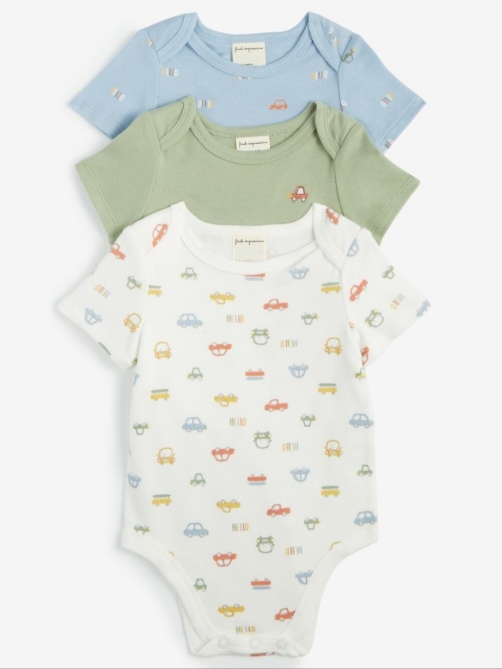 First Impressions Baby Boys Travel Cotton Bodysuits, 3 Pack, Created for Macy's